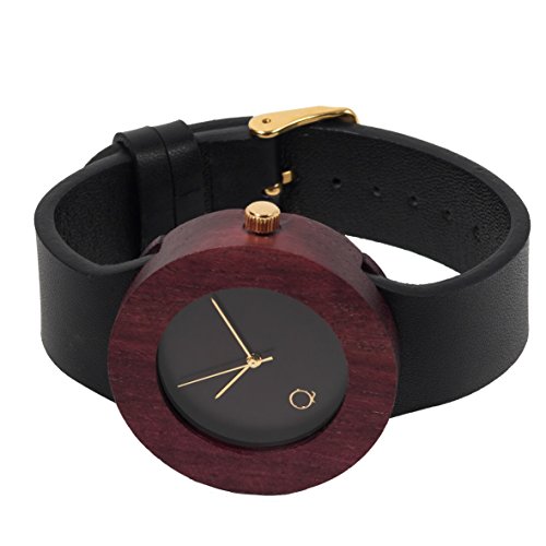 seQoya - Purple Heart| Reloj de Madera con Esfera de Madera y Correa de Piel ecológica simulando Madera Estampada | Reloj Hombre y Mujer | Diseño único y Original