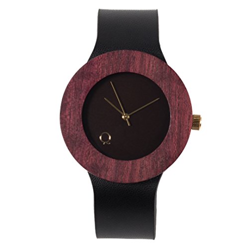 seQoya - Purple Heart| Reloj de Madera con Esfera de Madera y Correa de Piel ecológica simulando Madera Estampada | Reloj Hombre y Mujer | Diseño único y Original