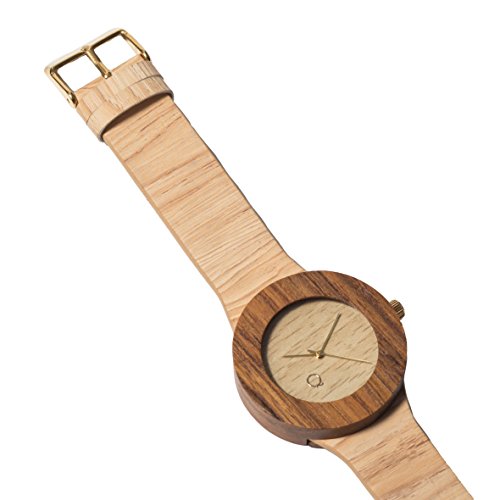 seQoya - Serengeti | Reloj de Madera con Esfera de Madera y Correa de Piel ecológica simulando Madera Estampada | Reloj Hombre y Mujer | Diseño único y Original