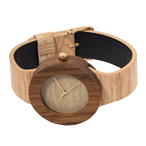 seQoya - Serengeti | Reloj de Madera con Esfera de Madera y Correa de Piel ecológica simulando Madera Estampada | Reloj Hombre y Mujer | Diseño único y Original