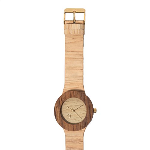 seQoya - Serengeti | Reloj de Madera con Esfera de Madera y Correa de Piel ecológica simulando Madera Estampada | Reloj Hombre y Mujer | Diseño único y Original