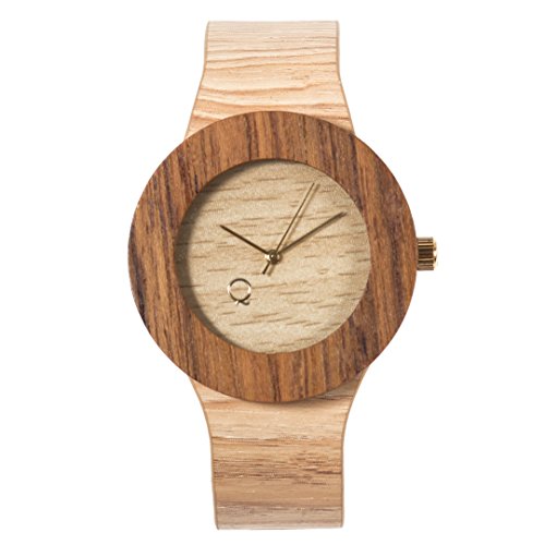seQoya - Serengeti | Reloj de Madera con Esfera de Madera y Correa de Piel ecológica simulando Madera Estampada | Reloj Hombre y Mujer | Diseño único y Original