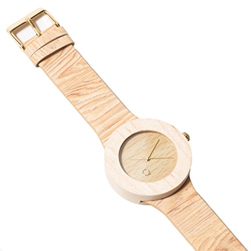 seQoya - Stone | Reloj de Madera con Esfera de Madera y Correa de Piel ecológica simulando Madera Estampada | Reloj Hombre y Mujer | Diseño único y Original