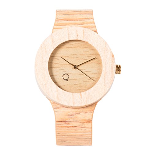 seQoya - Stone | Reloj de Madera con Esfera de Madera y Correa de Piel ecológica simulando Madera Estampada | Reloj Hombre y Mujer | Diseño único y Original