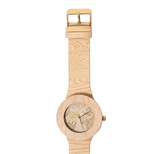 seQoya - Stone Traveller | Reloj de Madera con Esfera de Madera y Correa de Piel ecológica simulando Madera Estampada | Reloj Hombre y Mujer | Diseño único y Original