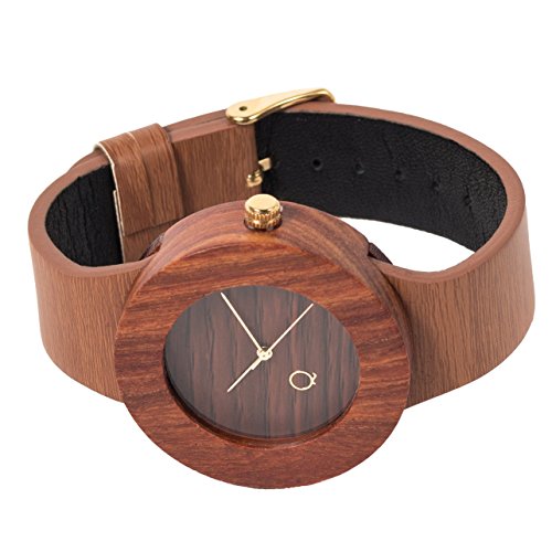 seQoya - Yosemite | Reloj de Madera con Esfera de Madera y Correa de Piel ecológica simulando Madera Estampada | Reloj Hombre y Mujer | Diseño único y Original