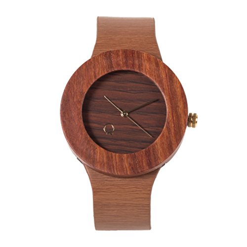 seQoya - Yosemite | Reloj de Madera con Esfera de Madera y Correa de Piel ecológica simulando Madera Estampada | Reloj Hombre y Mujer | Diseño único y Original