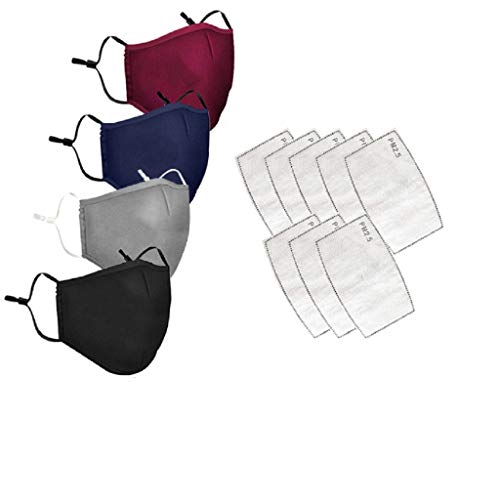 SeraISL 4 Piezas Niños Reutilizable Protección con 8 Piezas Filtros, ?Á???????? Antipolvo a prueba de polvo en exteriores Tapa Boca con Correa ajustable
