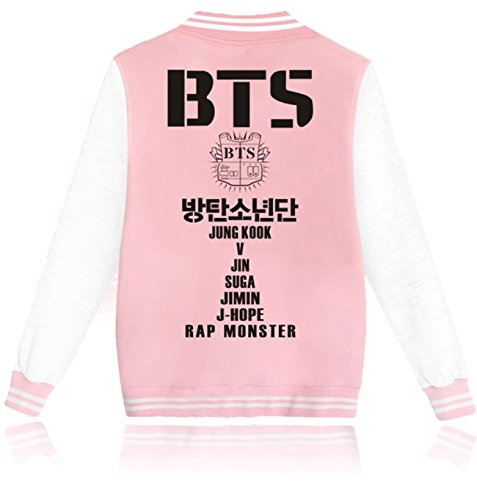 SERAPHY Unisex Sudadera Ropa Chaqueta de Beisbol para Army Suga Jin Jimin Jung Kook J-Hope Rap-Monster V Rosado XS