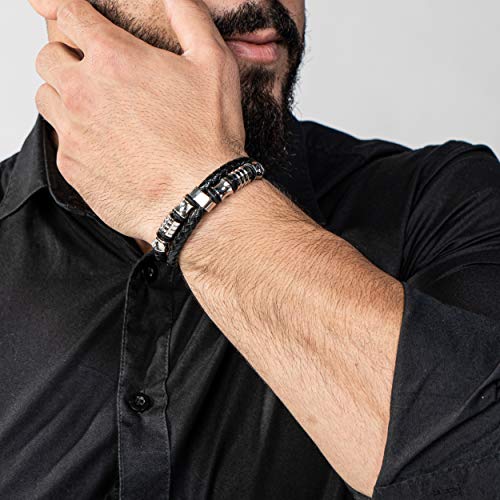 SERASAR 17cm Plata Pulsera de Cuero Hombre Chico Pulseras Hombres Brazalete Brazaletes Pulso Muñequera Muñequeras Bisuteria Bisutería Joyeria Nudos Cuerda Cuerdas Bracelet Men Jewellery Unisex Ancha