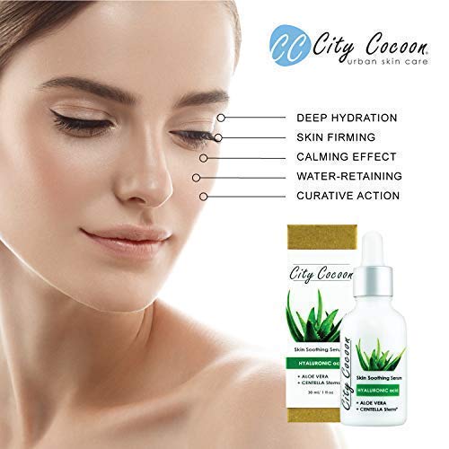 Sérum Calmante con ácido hialurónico | Hidratante Anti-Arrugas | Aloe Vera Organic | 95% Naturales | Veganos 30ml