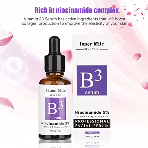 Serum Facial, Pure 5% Niacinamide Vitamina E y Acido Hialurónico Face Serum Whitening Crema Reafirmante Hidratante Antiarrugas