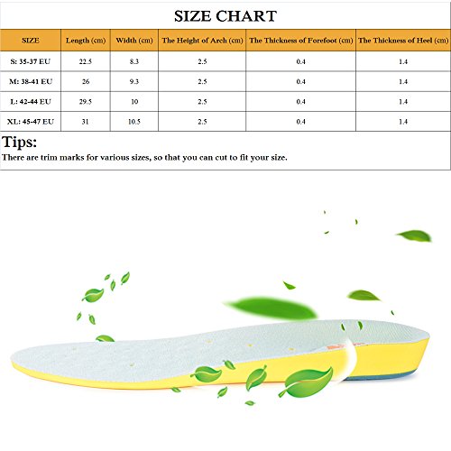 SESSOM & CO Plantillas ortopédicas con soporte de arco, cojín de talón y masaje de gel en el antepié para aliviar el dolor de pie y la fascitis plantar