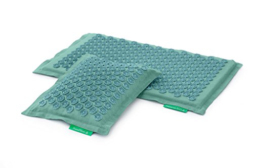 Set - 2 unidades: Pranamat ECO + PranaPillow, La esterilla y la almohada de masaje terapéutico (Turquesa/Turquesa)