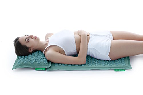 Set - 2 unidades: Pranamat ECO + PranaPillow, La esterilla y la almohada de masaje terapéutico (Turquesa/Turquesa)