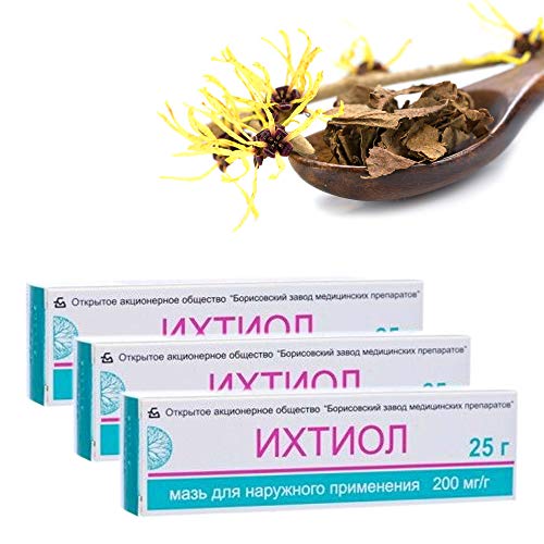 Set ahorro de 3 x 25 g de pomada de ichtyol contra inflamaciones, granos, espinillas, motociclistas.