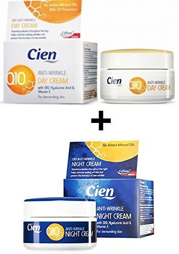 :Set de 2 Cremas Cien Q10 Antiarrugas Noche y Día con Vitamina E - 50 ml