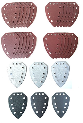 Set de 30 lijas para amoladora manual Parkside PAHS 10.8A1, PAHS 12A1, PHS 160A1, PHS 160B2, PHS 160B3, PMS 130, XQ, XQSE, dimensiones ;nticas a PHSZ30A1, PHSZ30B2, PHSZ30C3 y PHSZ18C3