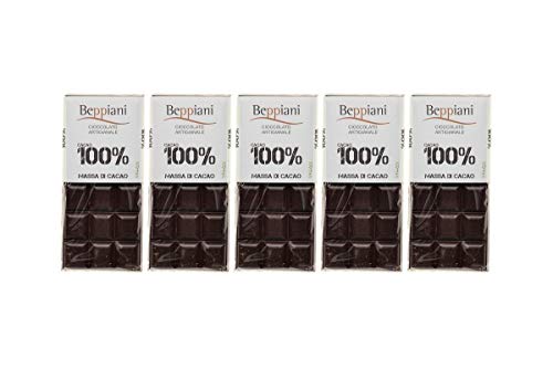 Set de 5 Tabletas 100% Masa de Cacao – 450 g, Beppiani – Chocolate Artesanal – MADE IN ITALY