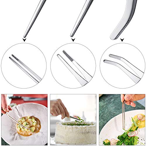 Set de 6 Pinzas de Espina de Pescado Incluye Pinzas de Acero Inoxidable Removedor Raspador de Escamas de Pescado Alicate Plana e Inclinada para Utensilios de Chef, Mariscos, Herramientas de Belleza