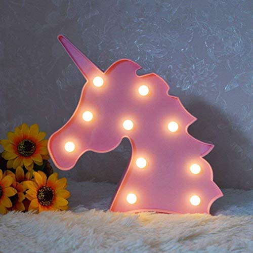 Set de decoración de Halloween Unicornio pequeña Noche de luz de la batería Rosa (sin Pelo de la batería) Regalos para Niños en Halloween