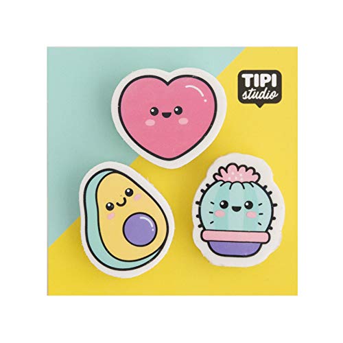 Set de gomas - Heart, avocado, and cactus