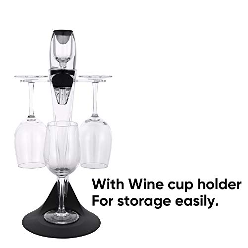 Set de regalo de aireador de vino Tomoral Deluxe – Kit de accesorios de vino con decantador de aireador de vino, torre de almacenamiento, el mejor regalo para amantes del vino y entusiastas (Black)