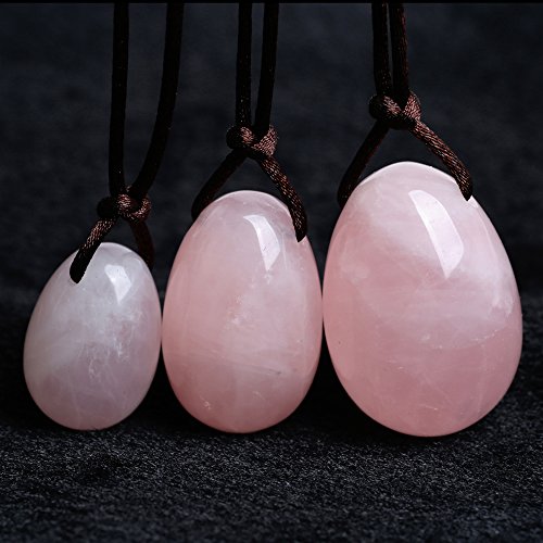 Set de Yoni huevos natural cuarzo rosa Yoni huevos mujeres exercious bolas piedras semipreciosas de huevos con bolsa