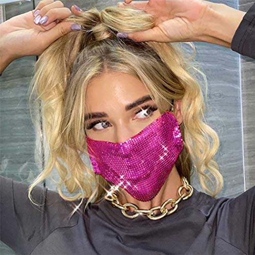 Sethexy Brillante Lentejuela Máscara de malla Lentejuelas Rosa roja Mascarada Accesorios de Halloween Mardi Gras Máscaras de cristal para mujeres y niñas