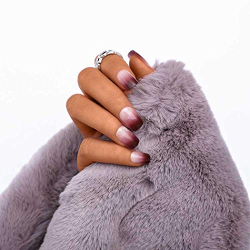 Sethexy Lustroso Uñas falsas Elegante Gradiente Medio Cobertura total Acrílico 24 piezas de uñas falsas para mujeres y niñas