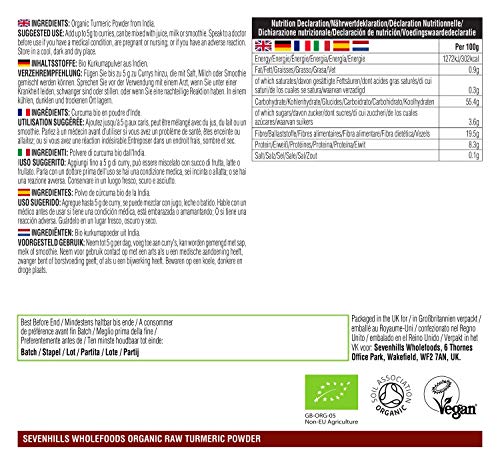 Sevenhills Wholefoods Polvo de Cúrcuma Bio 500 g