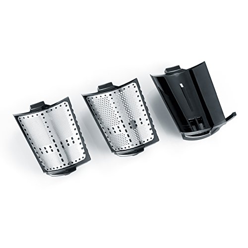 SEVIR ES 3571 Exprimidor a baja velocidad incluye accesorio para fruta helada, 150 W, color gris metalizado, negro, acero inoxidable