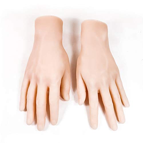 SEYJ Maniquí De Manos Falsas para Hombre, Modelo De Mano De Silicona, Articulaciones De Los Dedos Flexibles, para Tatuaje, Arte De Uñas, Práctica, Joyería, Guante, Reloj, Escaparate,Skin Color