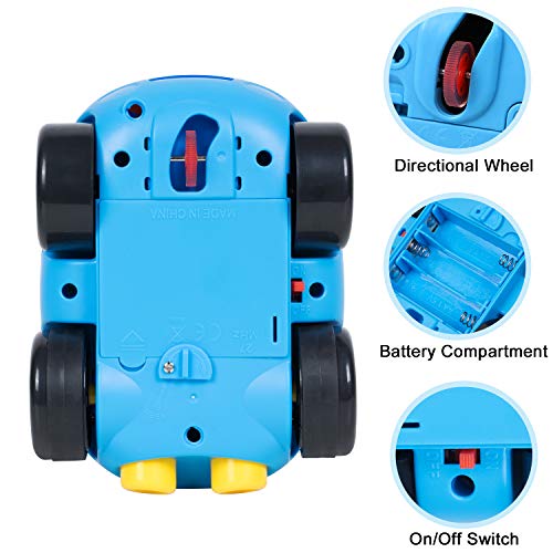 SGILE Coche Teledirigido con Luces y Música, Coche Juguete Bebe de Cartoon, niños 1 2 años (Azul)