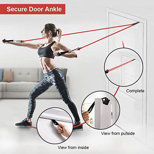 SGODDE Bandas de Resistencia Elásticas, Juego de 13 Piezas Bandas Elásticas Fitness con 5 Tubo de Látex, 4 Manijas, Ancla de Puerta, 2 Correas de Tobillo,Bandas Elasticas Musculacion Fitness, Yoga