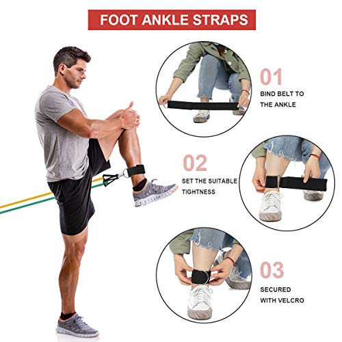 SGODDE Bandas de Resistencia Elásticas, Juego de 13 Piezas Bandas Elásticas Fitness con 5 Tubo de Látex, 4 Manijas, Ancla de Puerta, 2 Correas de Tobillo,Bandas Elasticas Musculacion Fitness, Yoga