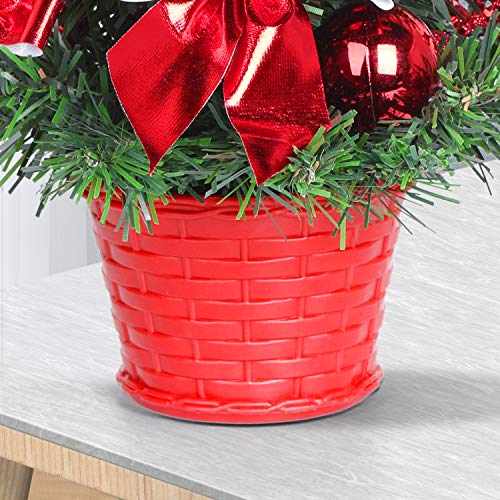 SHareconn Pequeño árbol de Navidad Árbol de Navidad Artificial con luz 30 LED, Decorado, 70 Ramas, para decoración de Escritorio de Oficina en casa, Mini árbol de Navidad 50cm