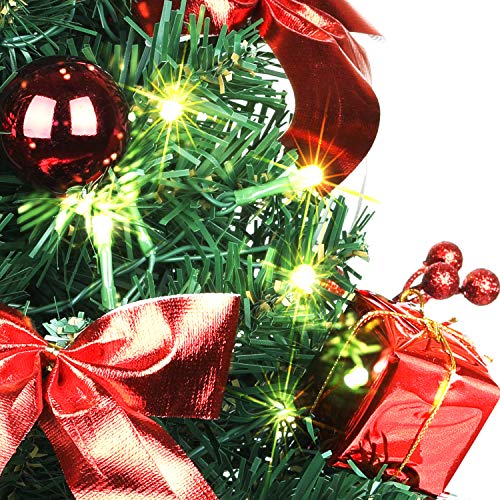 SHareconn Pequeño árbol de Navidad Árbol de Navidad Artificial con luz 30 LED, Decorado, 70 Ramas, para decoración de Escritorio de Oficina en casa, Mini árbol de Navidad 50cm