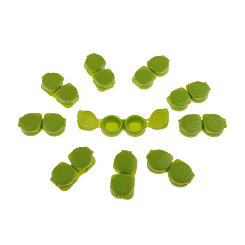 sharprepublic Lente De Contacto Almacenamiento Almacenamiento Remojo Mini Kit De Cuidado De La Vista para Viajes R Marcado 10 Piezas - Verde, Individual