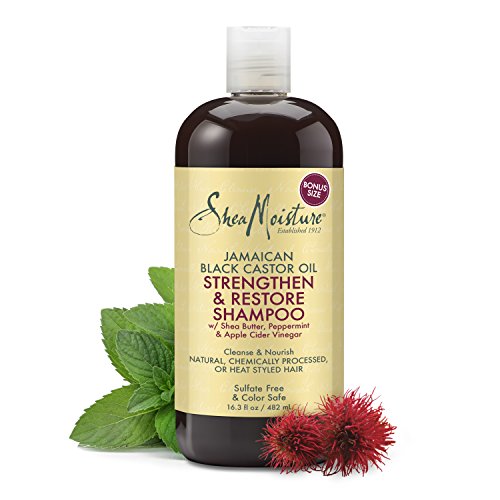 SheaMoisture Jamaican Black Castor Oil Strengthen, Grow & Restore Unisex Profesional Champú 482ml - Champues (Grow & Restore, Unisex, Profesional, Champú, Cabello dañado, 482 ml, Brillo, Suavizante)