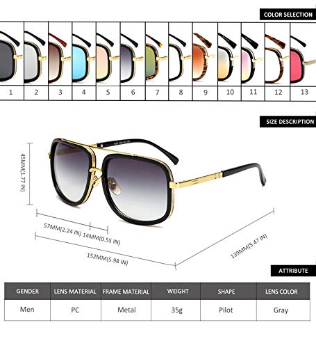 SHEEN KELLY Retro Vintage Baratas para Mujer y Hombre Marco de metal Grandi gafas de sol Metal Pilotos Espejo