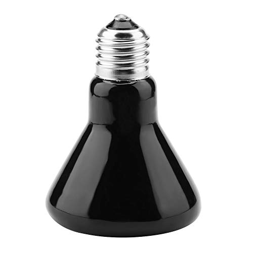 Sheens Lámpara de calefacción de Reptiles no Brillante Bombilla de emisor de cerámica infrarroja para criador de Mascotas Coop Chicken Lizard Turtle Snake Aquarium 220-230V(75W-Negro)
