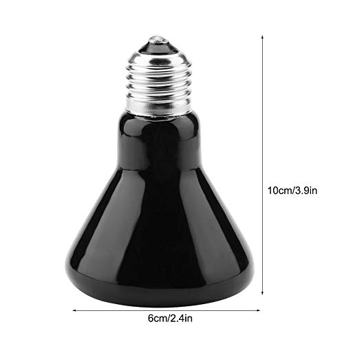 Sheens Lámpara de calefacción de Reptiles no Brillante Bombilla de emisor de cerámica infrarroja para criador de Mascotas Coop Chicken Lizard Turtle Snake Aquarium 220-230V(75W-Negro)
