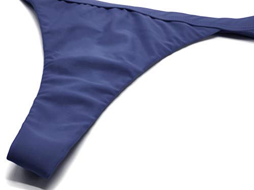SHEKINI Mujer Fondos de Bikini Sexy Tangas Bañador de Color Liso Bañador de Mujer Pantalones de Playa (Azul Oscuro G, XL)