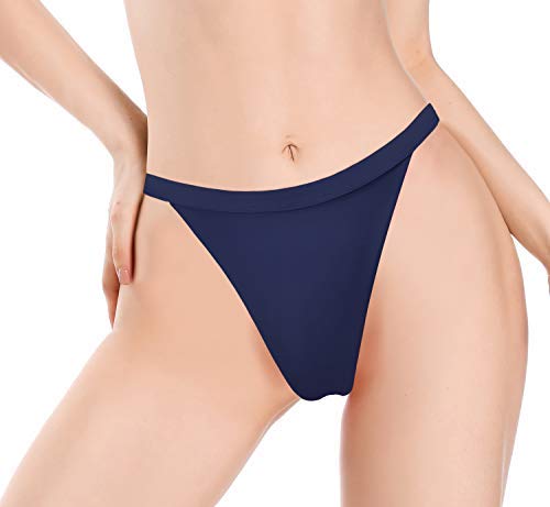 SHEKINI Mujer Fondos de Bikini Sexy Tangas Bañador de Color Liso Bañador de Mujer Pantalones de Playa (Azul Oscuro G, XL)