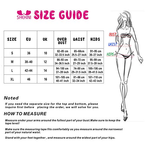 SHEKINI Mujeres Trajes de Baño Cuello Alto Impresión Stripe String Bikini Traje de Baño de Dos Piezas (Small, Franja Negro-Blanca)