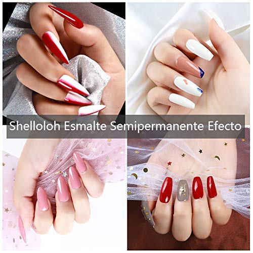 Shelloloh 7ml Esmalte de Gel Semipermanente Kit Uñas en Gel 10pcs Secador de Uñas LED/UV 36W Gel Esmalte de Uñas Curado Luz Máquina Base Top Gel para Manicura