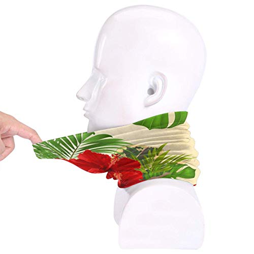 shenguang Tropical Flowers Hibiscus Neck Gaiter Shield Scarf Bandana Face Mask UV Protection For Motorcycle Cycling Riding Running Headbands