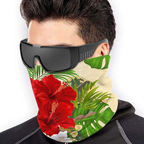 shenguang Tropical Flowers Hibiscus Neck Gaiter Shield Scarf Bandana Face Mask UV Protection For Motorcycle Cycling Riding Running Headbands