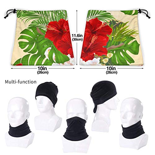 shenguang Tropical Flowers Hibiscus Neck Gaiter Shield Scarf Bandana Face Mask UV Protection For Motorcycle Cycling Riding Running Headbands
